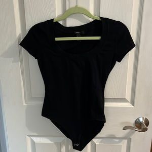 Forever 21 Black Scoop Neck T shirt bodysuit